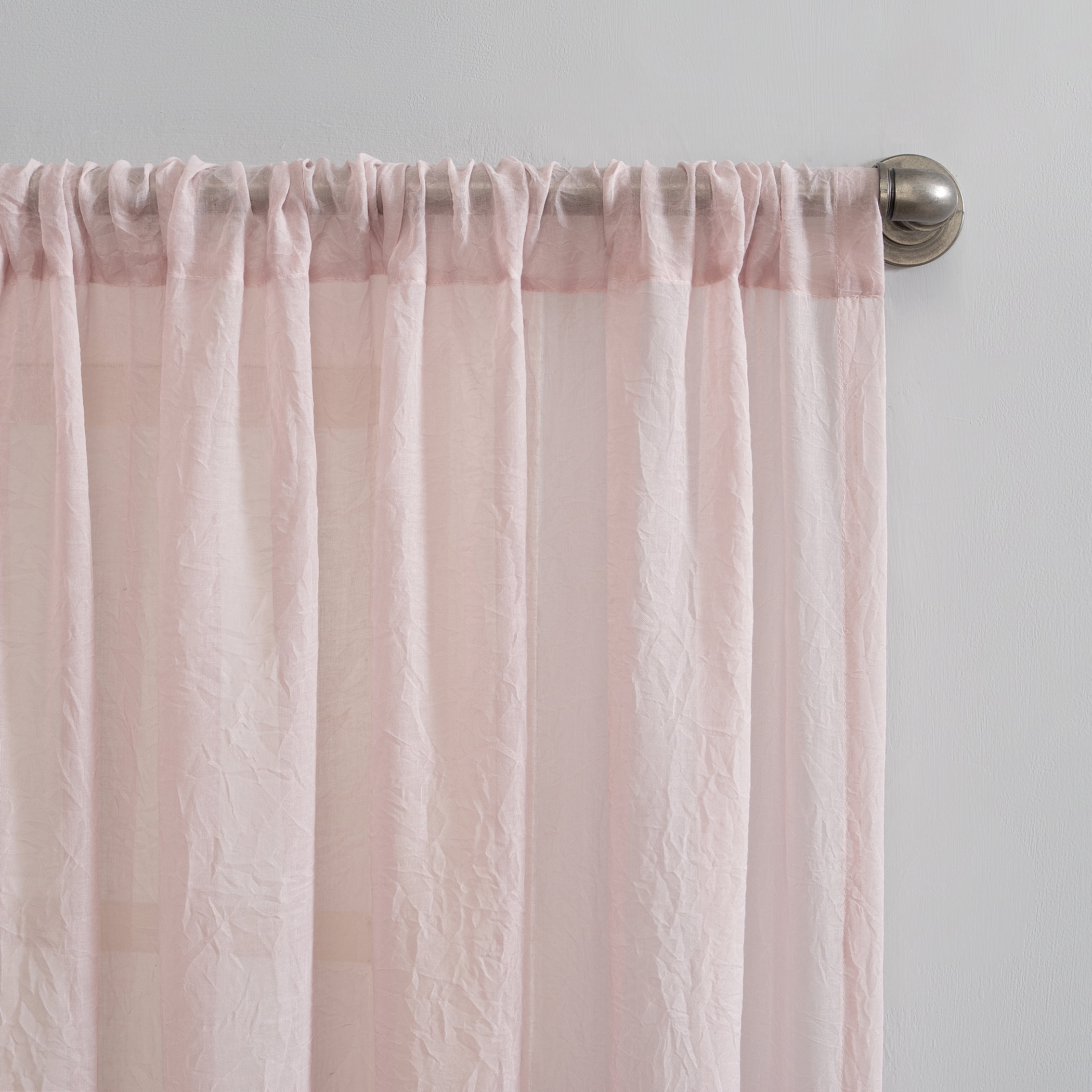 Mainstays Linen Textured Semi-Sheer Rod Pocket Curtain Panel, 50"x96", Blush