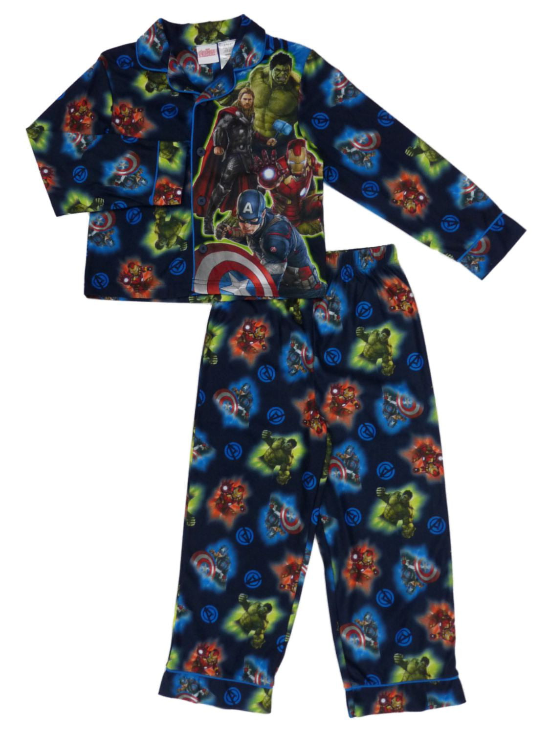 Marvel Marvel Comics Boys Blue Flannel Pajamas Avengers