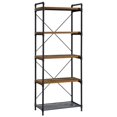thumbnail image 1 of Sauder Iron City Engineered Wood/Metal 5 Shelf Bookcase in Checked Oak/Black, 1 of 12