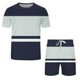 thumbnail image 2 of Vedolay Men's Summer Crew Neck Short Sleeve Top and Fit Shorts Casual Sets,Navy L, 2 of 4