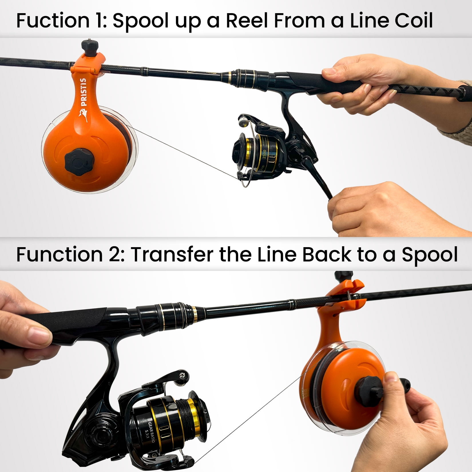 Pristis Line Spooler, Upload and Discharge, Grip Winder for Bass Fishing Baitcasting Spinning Reel