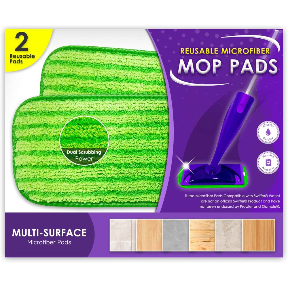 Reusable Mop Pads Compatible with Swiffer WetJet Washable Microfiber