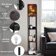 thumbnail image 4 of Arts Floor Lamp with Shelves Corner Bookshelf Lamp for Living Room Bedroom Office Decor, Western Twilight Campfire Cowboys Stone Circle Art LED Modern tall Lamp with 3 Color LED Bulb, 4 of 5
