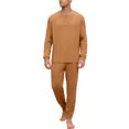 thumbnail image 2 of Dwelliawo Men Pajama Set Long Sleeve Henley Pjs Soft Modal Breathable Button Top Jogger Pants Lightweight Loungewear For Sleeping Daily Rest Khaki M, 2 of 5