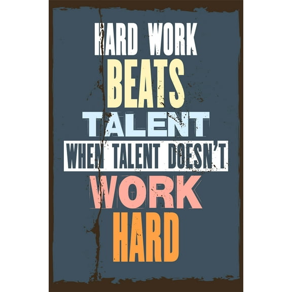 Ezposterprints Motivational Inspirational Posters for Home Office School Classroom Kidsroom - Motivational Quotes Poster Printing - Wall Art Print - 'HARD WORK' - 12X18 inches