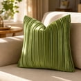 thumbnail image 2 of DefiDgd Velvet Throw Pillow Cover,Minimalist Striped Textured Square Cushion Case,Soft Decorative Pillow Slip for Sofa Couch Bed Living Room Bedroom Farmhouse Home Decoration(Light Green), 2 of 7