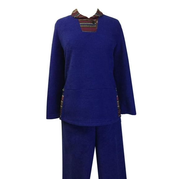 Adaptive Shoulder-Snap Looper Terry Pant Set with Collar- Cobalt Blue