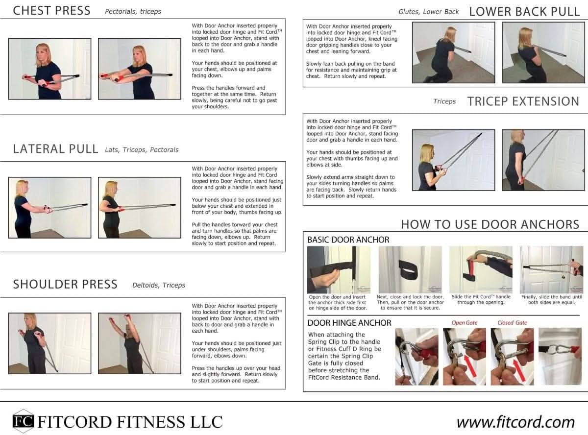 Covered Resistance Exercise Bands with Handles- Very Heavy and Ultra Heavy Levels- FitCord Resistance Bands 2-Pack (40lb/55lb)- Made in USA