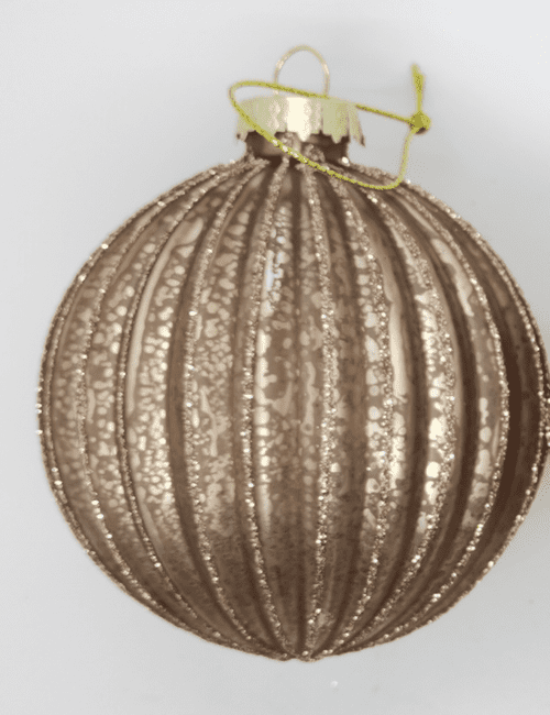 4ct Champagne and Chocolate Glittered Glass Ball Christmas Ornaments 3" (80mm)