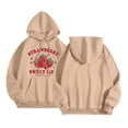 thumbnail image 4 of Bibifish Women Hoodies Back To School Strawberry Graphic Print Casual Long Sleeve Drawstring Hoooded Sweatshirts Cozy Pullovers With Pocket, 4 of 4