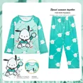 thumbnail image 2 of Conjunto de pijama de dibujos animados para niños, ropa de casa, pantalones de manga larga, cuello redondo, cómodo, Kawaii, regalo para niños, Kuromi Pochacco Hellokittys, 2 of 5