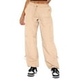 thumbnail image 2 of JJHGVB Cargo Pants Women High Waisted Pants Spring And Summer Solid Printed Casual Wide Leg Cotton And Linen Explosion Loose Pants Female Wide Leg Pants Woman Baggy Pants Khaki XS, 2 of 7