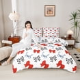 thumbnail image 4 of Homewish Red Ribbon Bowknot Full Size Comforter Sets 3-Piece for Kids Children Girls,Dreamy Princess Bedding Comforter Set,Cartoon Bow Tie Lightweight Bedding Sets,Lightweight Room Decor,Reversible, 4 of 8