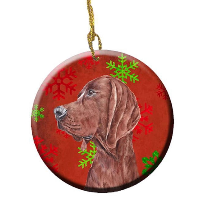 Carolines Treasures SC9755CO1 Redbone Coonhound Flocons de Neige Rouges Ornement en Céramique de Vacances