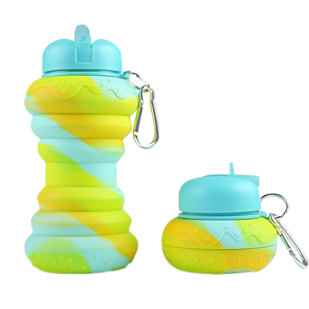 550ML Silicone Collapsible Water Bottle - Leakproof, Portable for Outdoor Sports & Travel - Ideal for Adults & Children