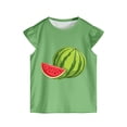 thumbnail image 4 of OYXSER Toddler Girls Outfits Fruit Print Short Sleeve T-Shirt Tops & Shorts Sets 2Pcs Clothes Set, Green 4-5T, 4 of 5