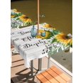 thumbnail image 2 of Outdoor Tablecloth with Umbrella Hole for Patio/Picnic/Party/Camping, Yellow Sunflowers Waterproof Table Cloth Square Cover Washable, Farmhouse Floral Rustic Botanical Grey Wood (54"x 54"), 2 of 8