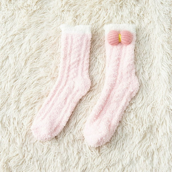 Dyfzdhu Women Thicken Warm Cute Sleeping Home Floor Plush Furry Socks