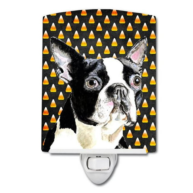 Carolines Treasures SC9171CNL Boston Terrier Candy Corn Halloween Portrait Ceramic Night Light