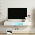 thumbnail image 6 of 16 Color Led Floating Tv Stand, Holds 55 60 65 Inch Tvs, White With Sufficient Space Entertainment Center , 63" For 65" Tv, White, Ample Storage Area, 6 of 6