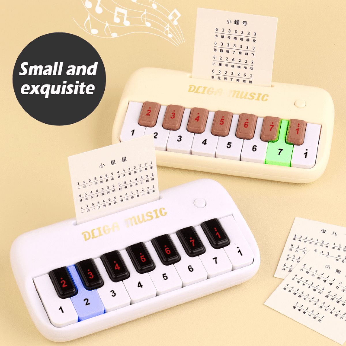 Mini Piano Keyboard Toys Musical Instruments with Lights for Toddlers 1-3 Years Old Birthday Gifts(Black)
