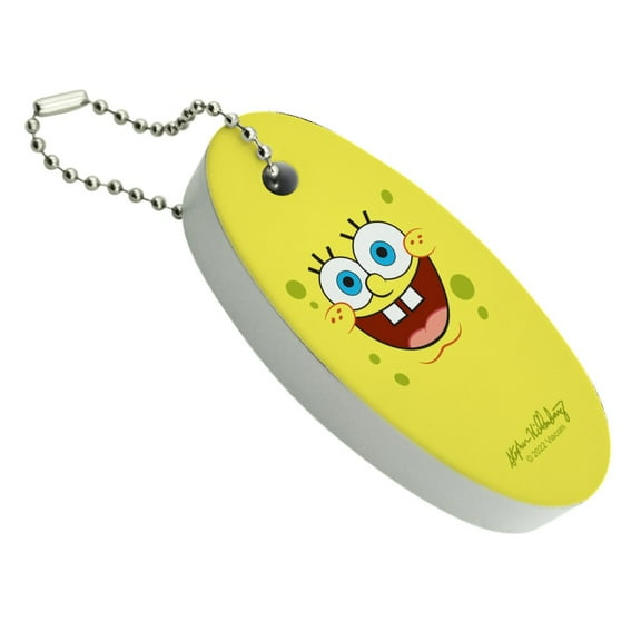 SpongeBob Goofy Smile Face Floating Keychain Oval Foam Fishing Boat Buoy Key Float
