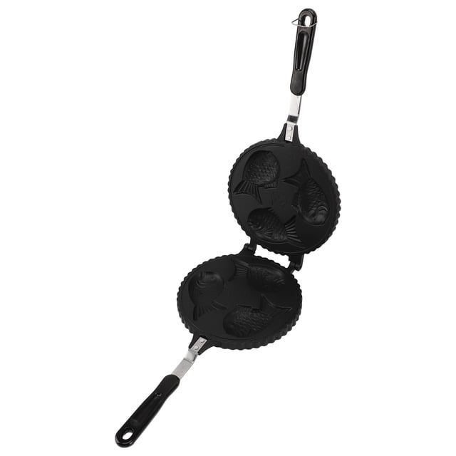 Pan Fish Waffle Maker Pan 3 Fish Cute Aluminum Uniform Heating Double Sided Taiyaki Pan For Home Snack Bars