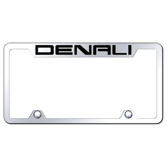 GMC Denali Logo Stainless Steel Truck Cut-Out License Plate Frame (Chrome)