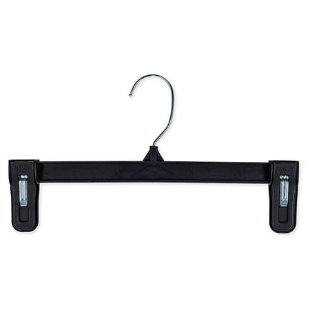 Hanger-Central-Bottom-Skirt-and-Pants-Hangers-Bulk-Pack-of-100-10-inch-Recycled-Plastic-Heavy-Duty-Thin-Non-Slip-Black-Pinch-Clip-Clasp-Break-Res