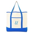 thumbnail image 2 of DALIX Women's Canvas Tote Bag Satchel Shoulder Bags Royal Blue Monogram U, 2 of 8