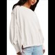 thumbnail image 2 of Sudadera Holgada de Gran Tamaño para Mujer, Cuello Redondo, Larga, Abertura Lateral, Estilo Jersey Crema L, 2 of 10