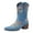 Light Blue, variant on Denim Cowboy Boots for Women Floral Embroidery Ankle Boots Heel Pull on Short Boots