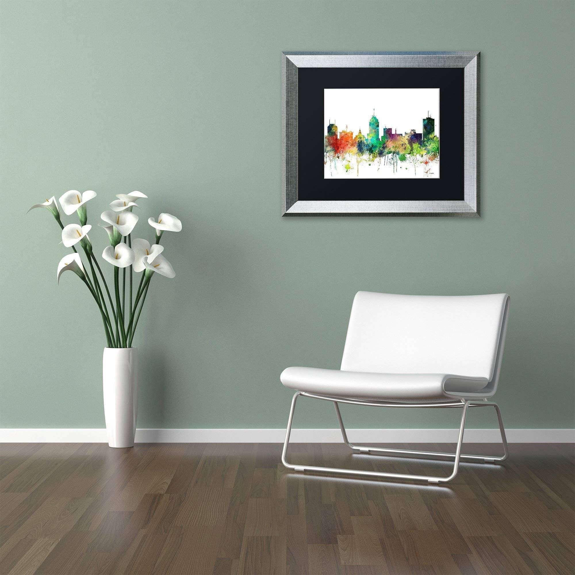 Trademark Fine Art "Fresno California Skyline SP" Canvas Art by Marlene Watson, Black Matte, Silver Frame