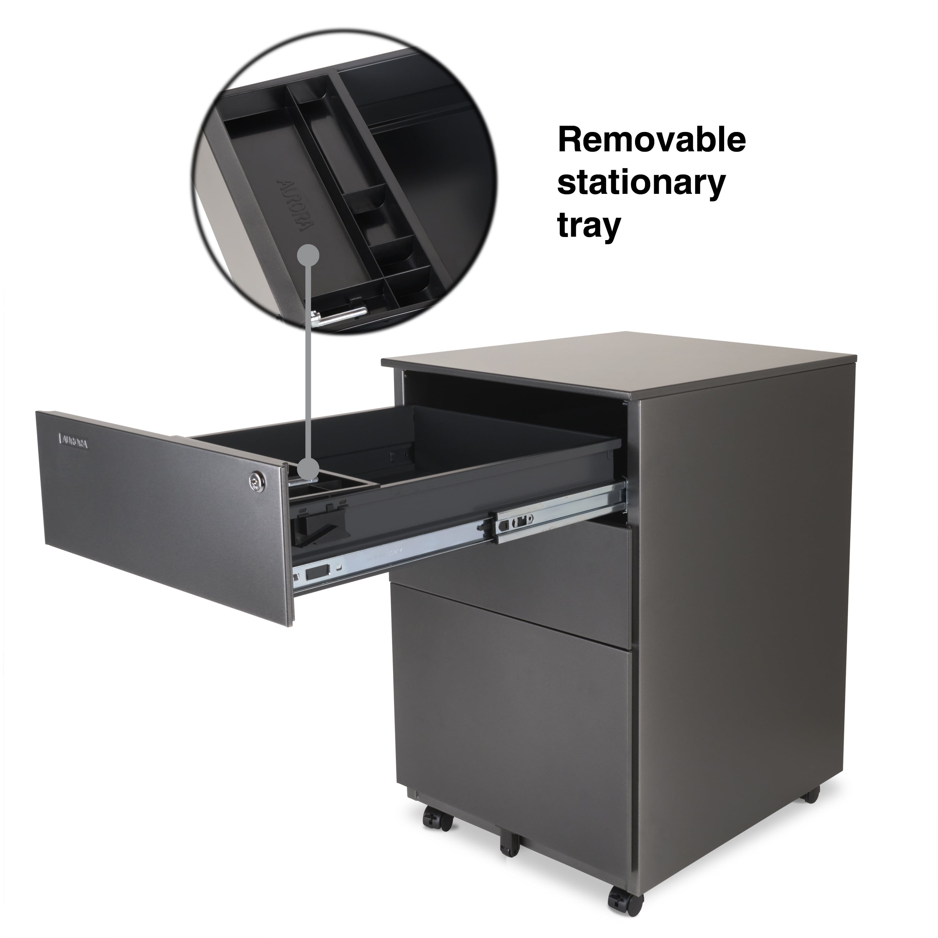 Aurora Modern SOHO Design 3-Drawer Metal Mobile File Cabinet with Lock Key Sliding Drawer, Multiple Colors