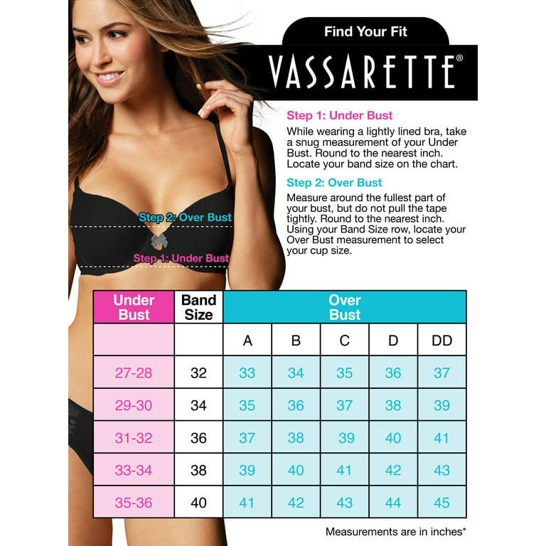 Vassarette Women's Lace & Lift Add-A-Size Push Up Bra, Style 75301 