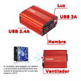 thumbnail image 3 of Inversor De Corriente Coche 12v A 110v 300w 2 Ca Y 2 Usb Rojo, 3 of 5
