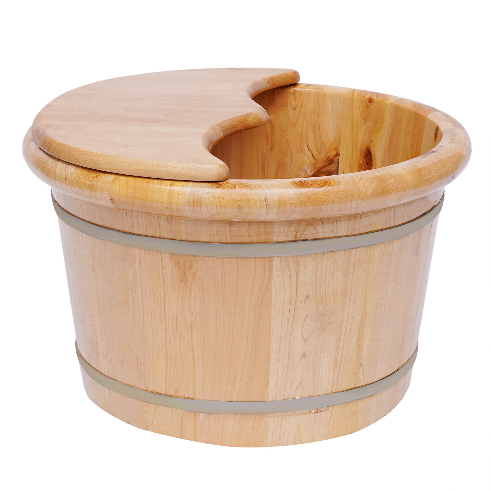 TFCFL Cedar Wood Foot Basin Wooden Bucket Foot Bath Massage Plus Cover Plate Massager