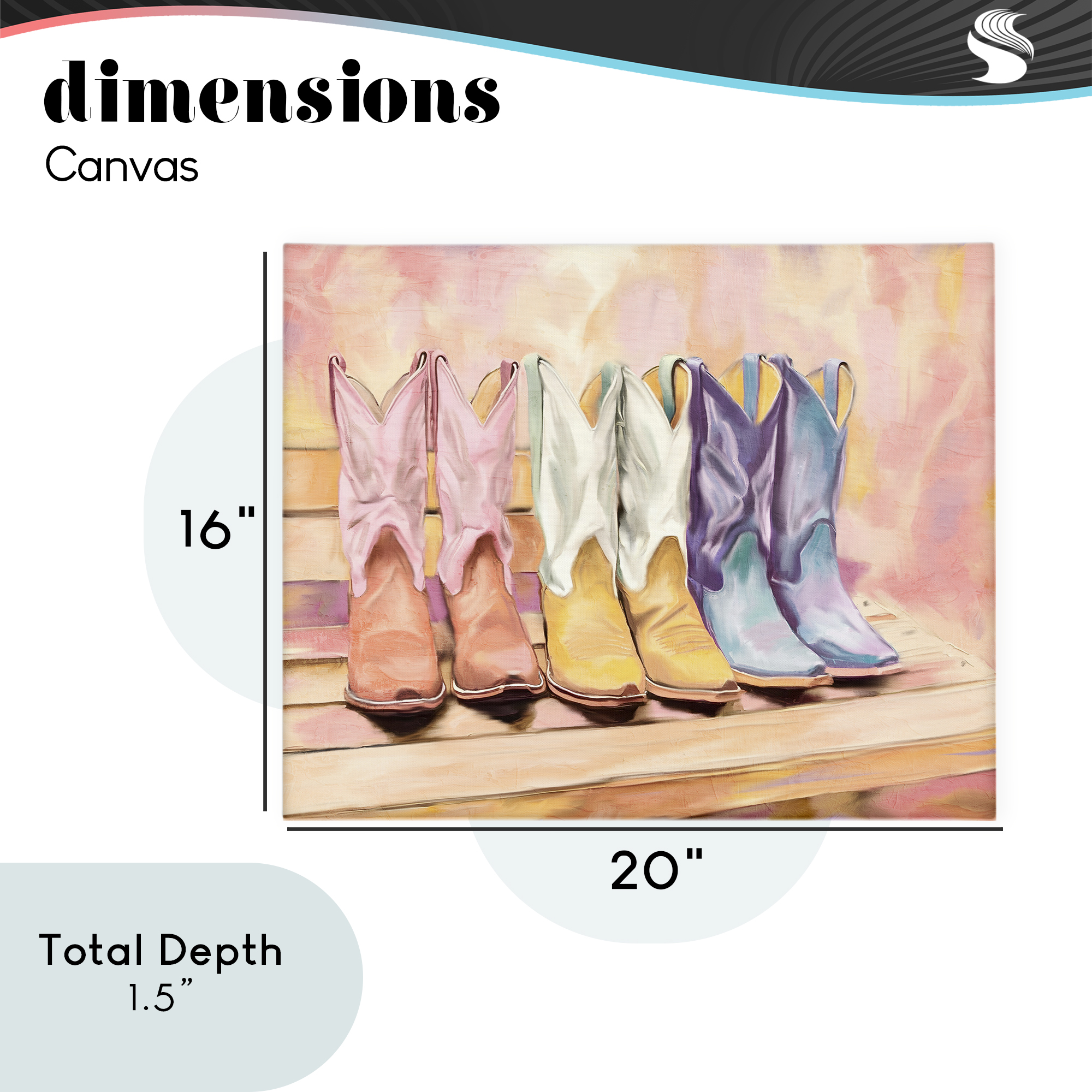 Painted Boots Trio Canvas Wall Art, design by Kim Allen
