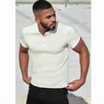 thumbnail image 6 of Ambiloof Men's Ribbed Slim Fit Muscle Henley Shirt Fitted Cotton Short Sleeve Casual Summer T Shirt White/2XL, 6 of 7