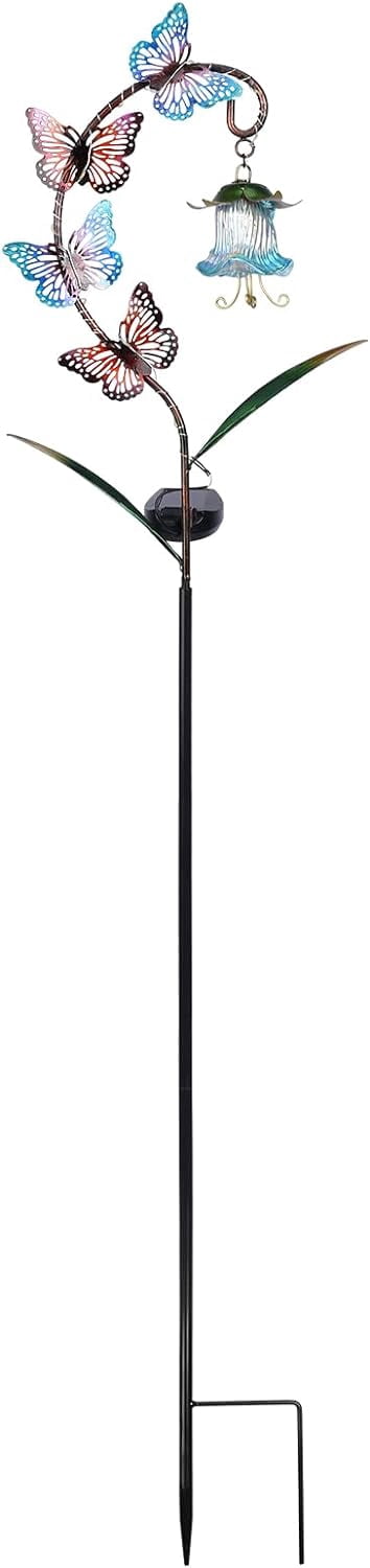 Outdoor Solar Lights Stake Garden Decorative ,Butterfly Solar Garden Lantern Lights Metal Butterfly Decorative Landscape Path Lights Solar Pathway Lights for Garden, Lawn, Patio, Yard Decor