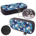 thumbnail image 4 of Picia Blue and White Butterflies Pattern Large Capacity PU Leather Pencil Case Organizer Pen Marker Holder Double Zipper Storage Bag Big Pencil Pouch for College Office, 4 of 6