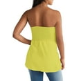 thumbnail image 5 of Prdecexlu Tube Tops for Women Plus Size Strapless Smocked Ruffled Cute Off the Shoulder Tank Tops Sleeveless Holiday Shirts Casual Backless Flare Hem Summer Blouses Yellow S, 5 of 7