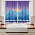 thumbnail image 2 of Mountain Curtains 2 Panels Set, Cartoon Woodland Landscape with Fir Trees at Sunset Kids Fairytale, Window Drapes for Living Room Bedroom, 55W X 39L Inches, Purple Blue and Yellow, by Ambesonne, 2 of 3
