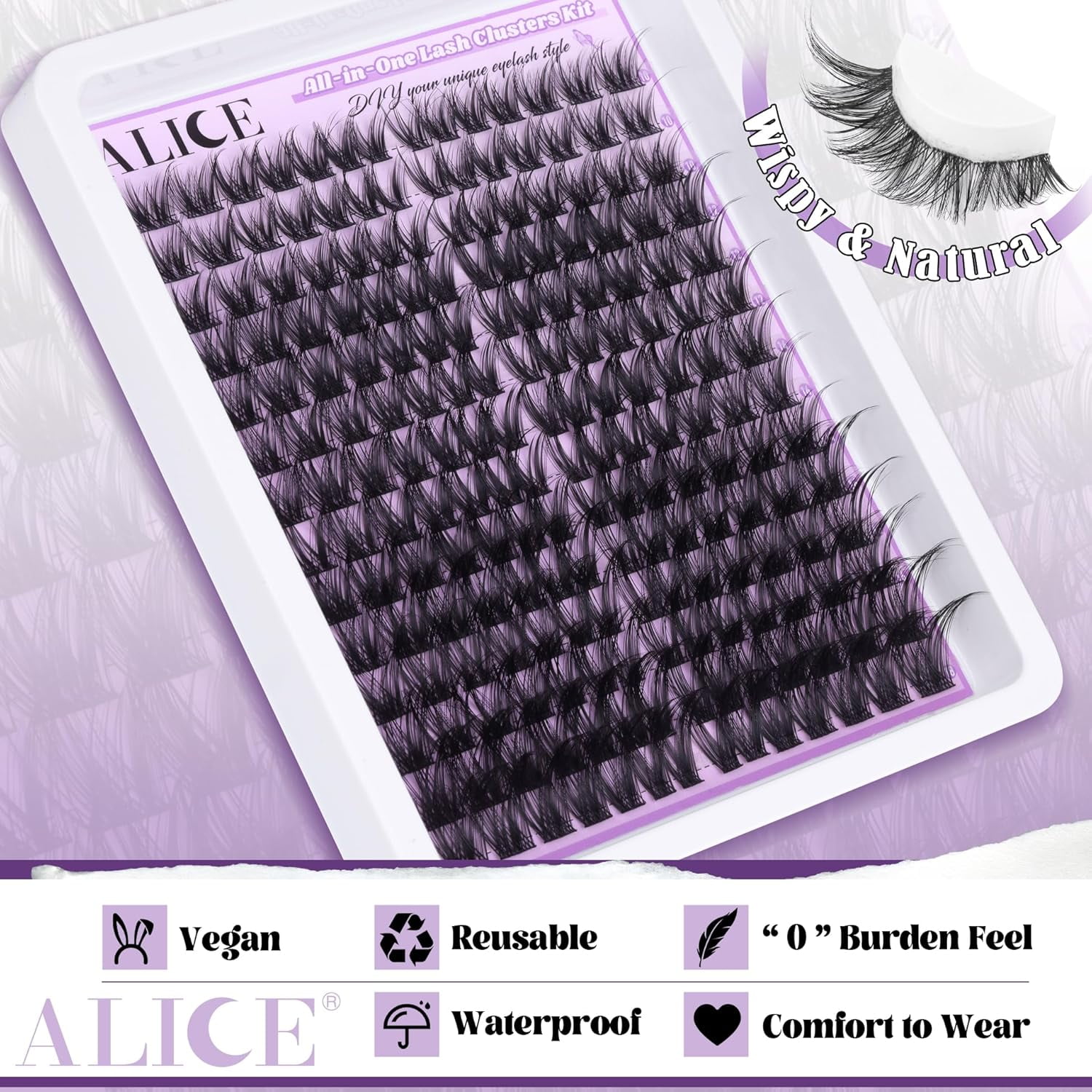 Cluster Eyelash Extension Kit Natural Wispy Lash Clusters Kit DIY Lash Extension Kit 196pcs 10-18mm Individual Lashes with Mix 4-7mm of Lash Band Lash Glue Lash Twezeers
