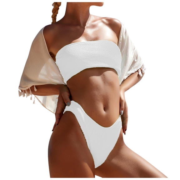 XIYON Women's Bikini Sets Women Two Piece Solid Color Swimwear Split Bikini Swimsuit Beachwear Padded Vacation Outfits Swimwear 2026