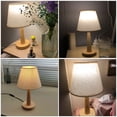 thumbnail image 3 of Lámpara de mesa de madera maciza moderna para dormitorio, luz LED de noche (caqui), 3 of 6