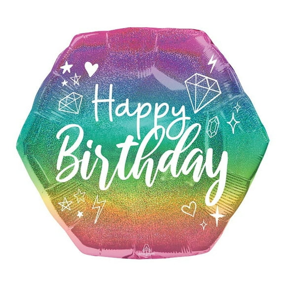 23" Sparkle Holographic Foil Happy Birthday Foil Balloon