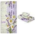 thumbnail image 7 of GZHJMY Vintage Lavender Daisy Towel 3 Piece Set Bath Towels Set for Bathroom Highly Absorbent Cotton, 1 Large Bath Towel+ 1 Hand Towel+ 1 Washcloth, Pack of 3 Softness Towels for Decoration, 7 of 7