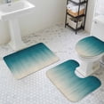thumbnail image 2 of Teal Blue Ombre Bathroom Rugs Set Contemporary Gradient Abstract Non Slip Absorbent Soft Bath Mats 3 Piece Set with Bathroom Rug, U-Shaped Floor Mat, Toilet Seat Cover Large Size, 2 of 9