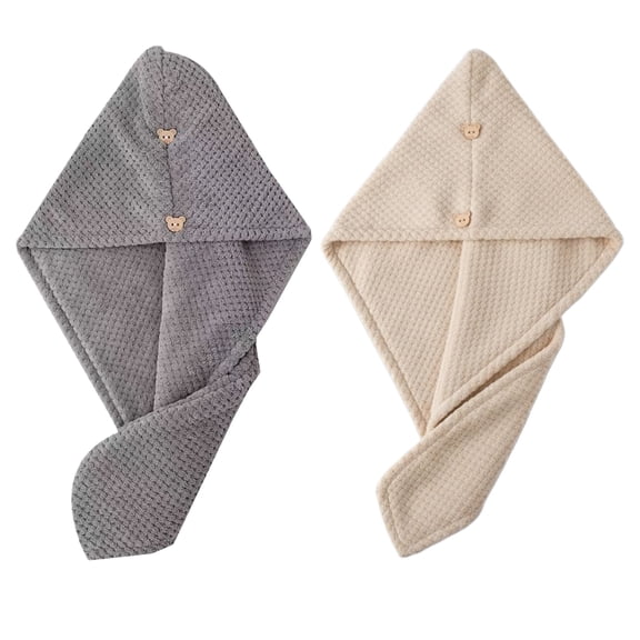 2 Pack Microfiber Hair Towel Wrap for Women, Super Absorbent Quick Dry Hair Turban for All Hair Style Anti Frizz, Large Hair Drying Towel with Button